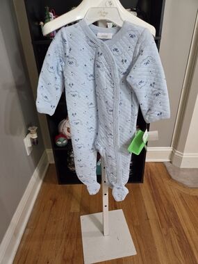 Sterling Baby Quilted Light Blue Footed One-Piece with Snap Closure